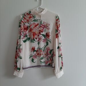 NWT Jealous Tomato Ivory Floral Blouse, Large